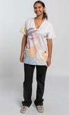 Aboriginal Art Ladies Three Pocket Scrub Top Kindling