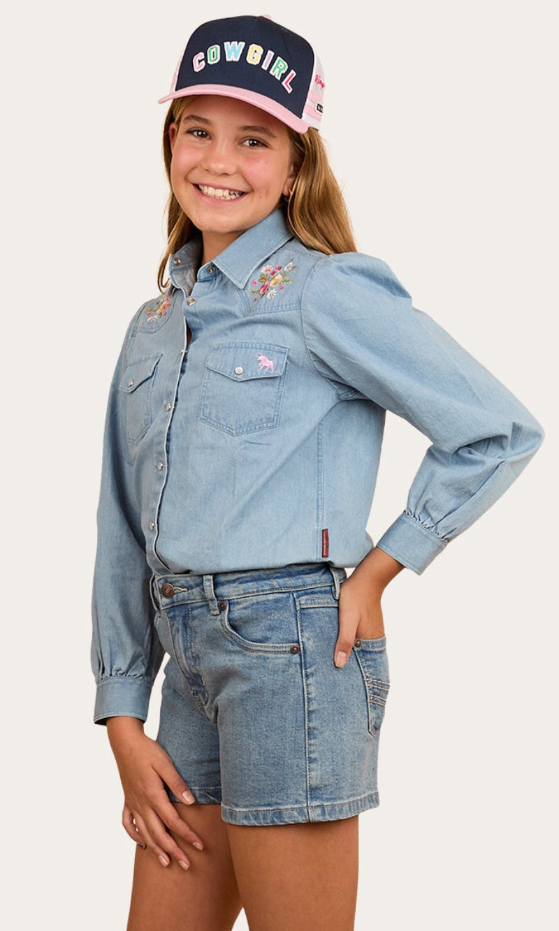 Dahlia Kids Denim Short Light Blue