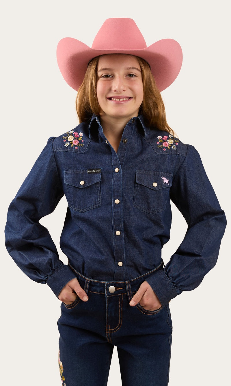 Dahlia Kids Denim Western Shirt, More Colours