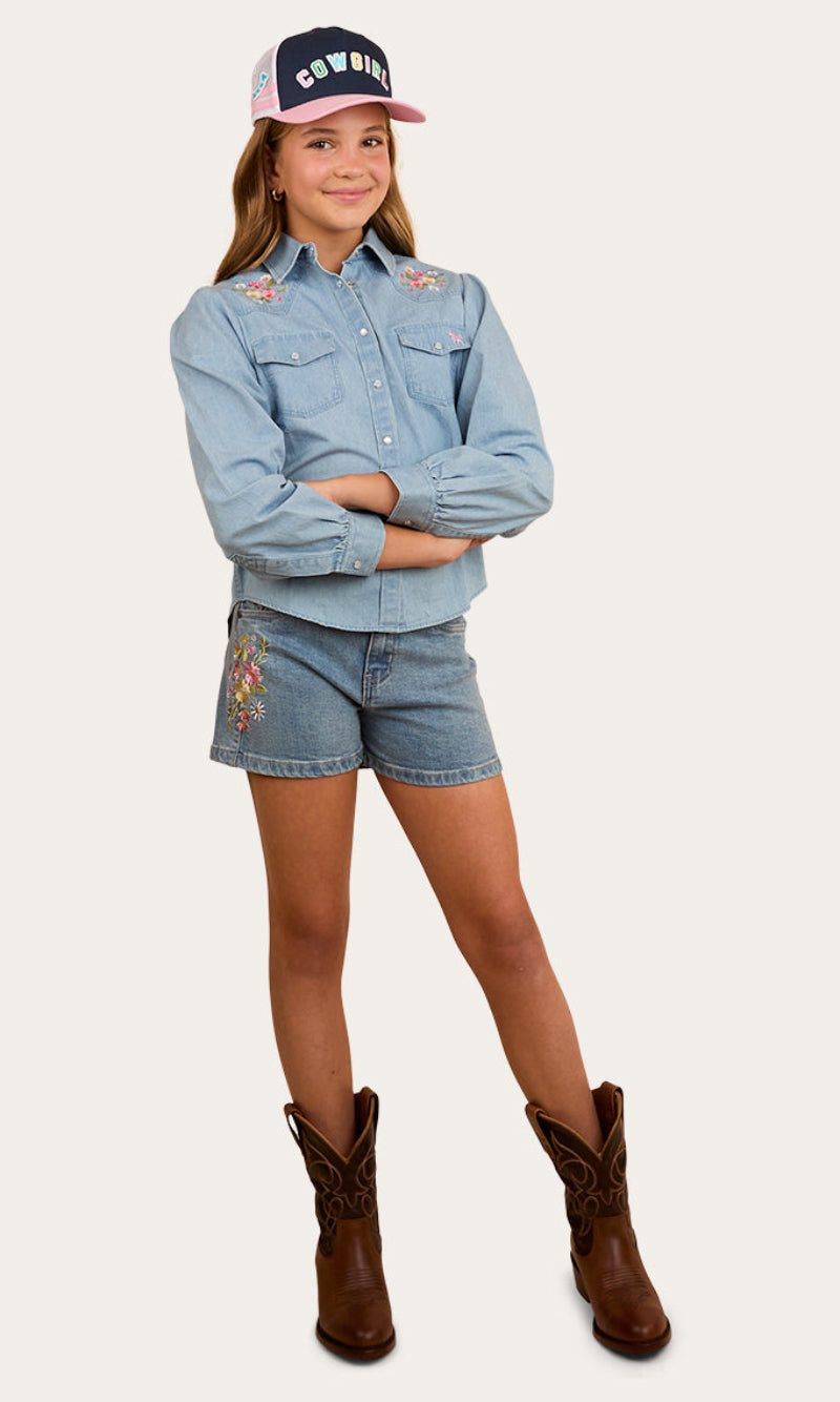 Dahlia Kids Denim Short Light Blue