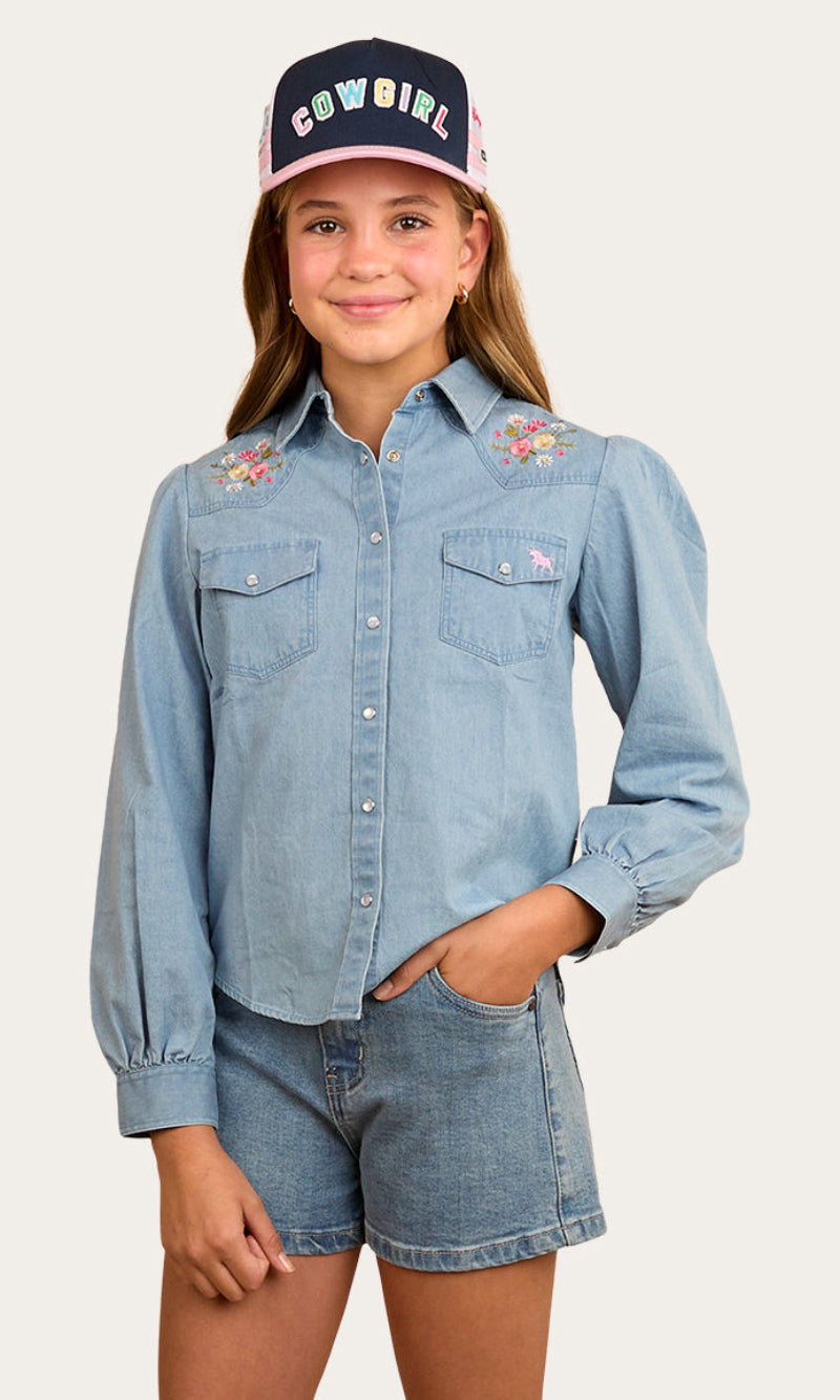 Dahlia Kids Denim Western Shirt, More Colours