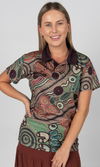 Aboriginal Art Ladies Fitted Polo Danjoo (Green)