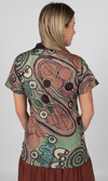 Aboriginal Art Ladies Fitted Polo Danjoo (Green)