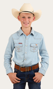 Darby Kids Denim Western Shirt Light Blue