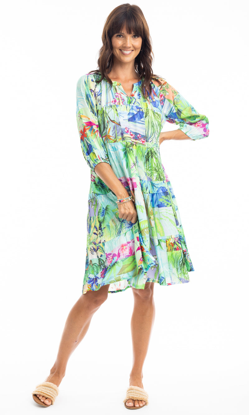 Rayon Dress Layers 3/4 Sleeve Darcie