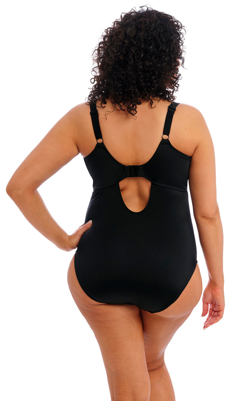 Plain Sailing Black Non Wired Plunge Swimsuit, Special Order F/FF to H/HH