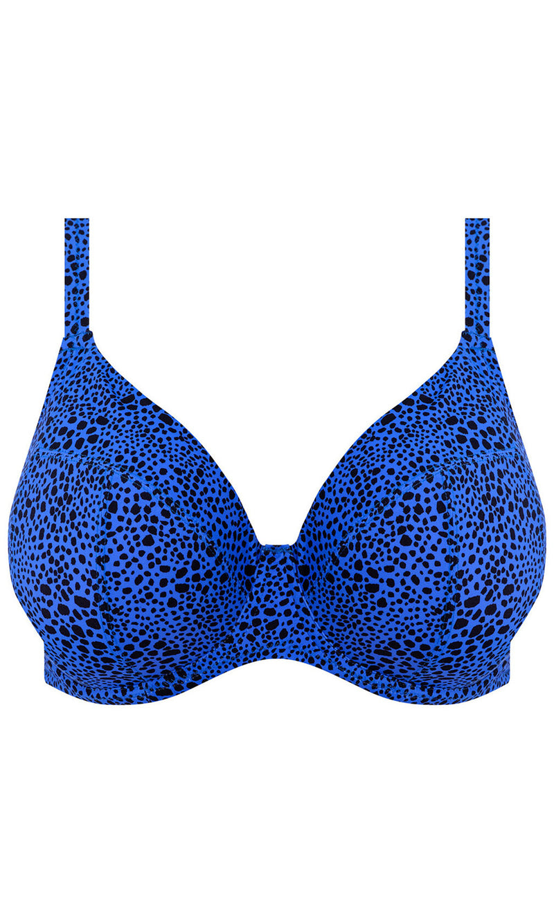 Pebble Cove Blue UW Plunge Bikini Top, Special Order E Cup to JJ Cup