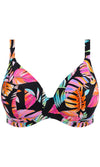Tropical Falls Black UW Plunge Bikini Top, Special Order E Cup to JJ Cup