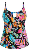 Tropical Falls Black Non Wired Moulded Tankini Top, Special Order Sizes 16-26