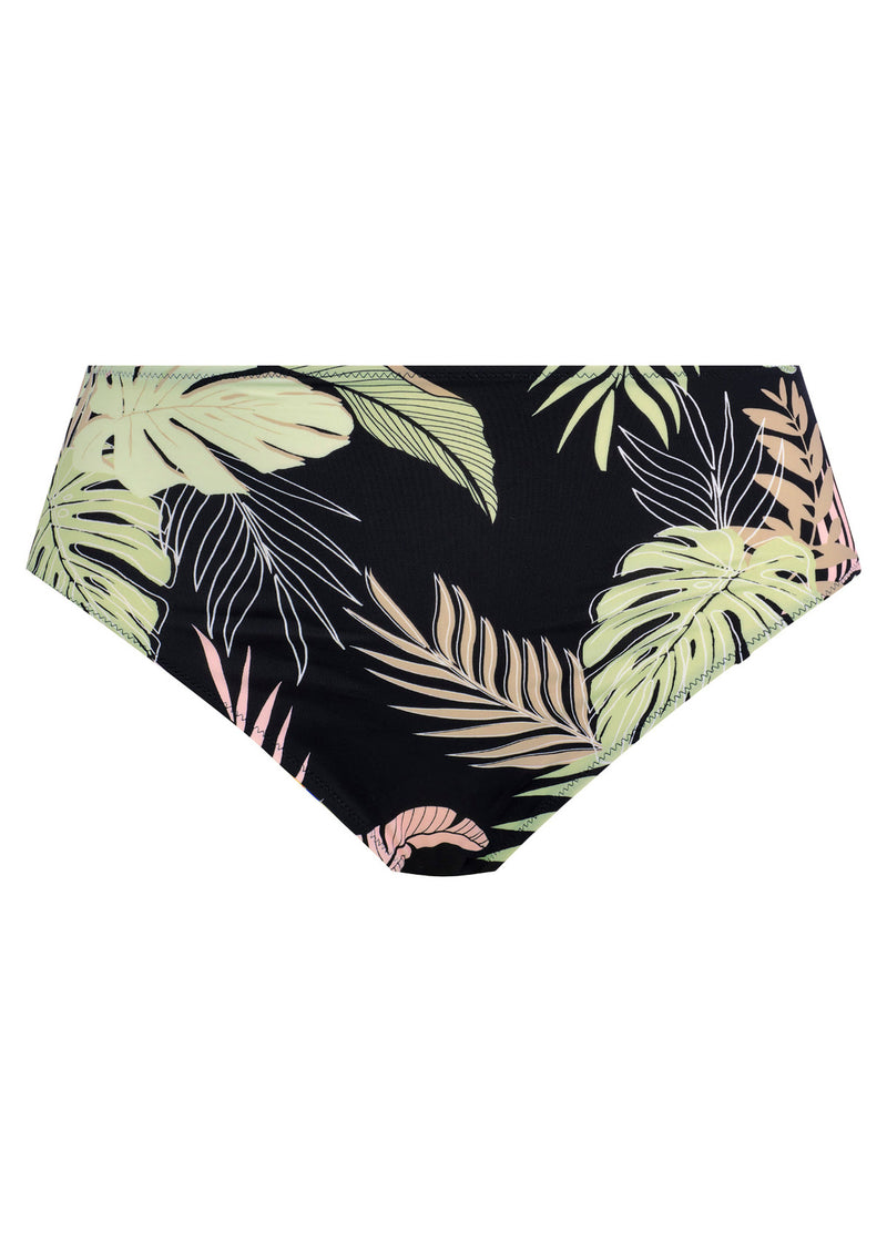 Tropical Retreat Black Mid Rise Bikini Brief, Special Order M - 6XL