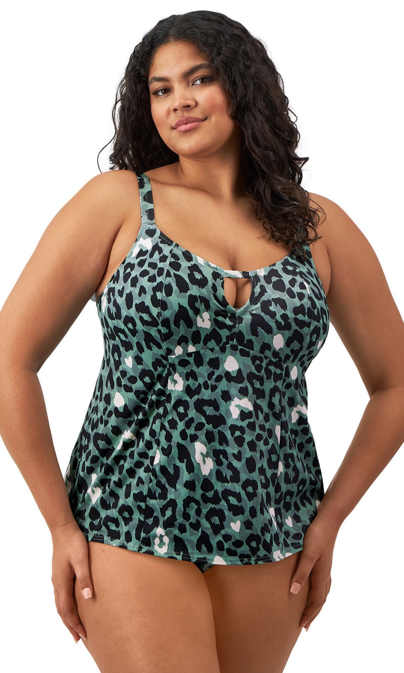 Jungle Bay Olive Non Wired Moulded Tankini Top, Special Order XL - 6XL