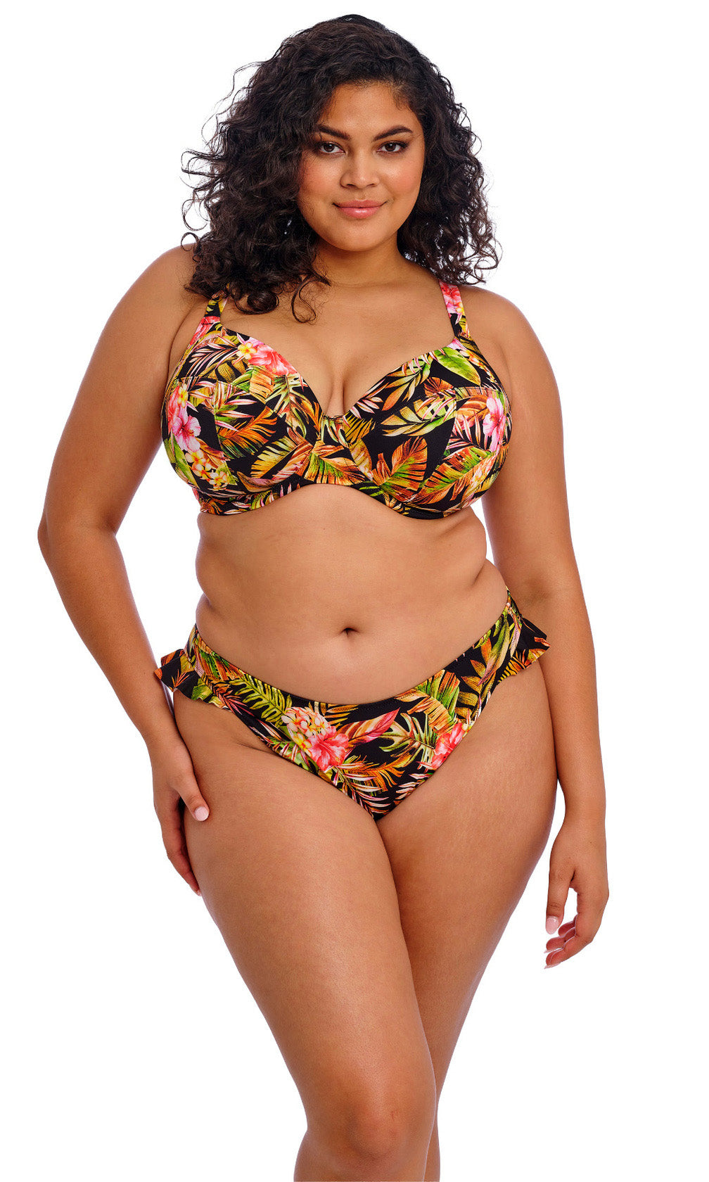 Tiger Valley Black UW Plunge Bikini Top, Special Order E Cup to JJ Cup