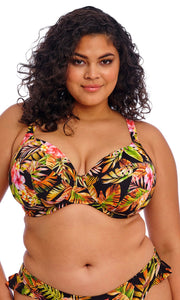 Tiger Valley Black UW Plunge Bikini Top, Special Order E Cup to JJ Cup