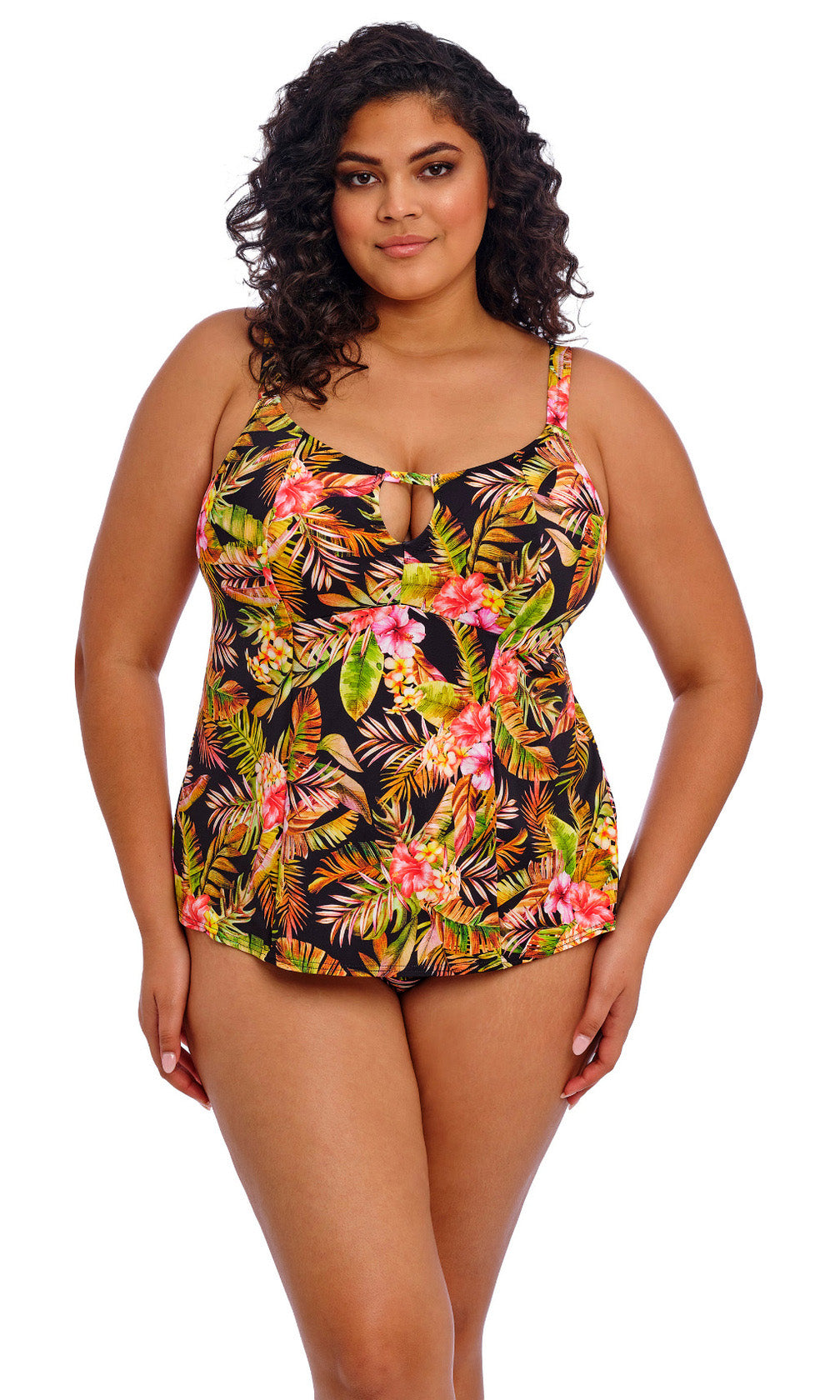 Tiger Valley Black Non Wired Moulded Tankini Top, Special Order XL - 6XL