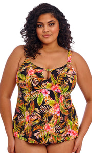 Tiger Valley Black Non Wired Moulded Tankini Top, Special Order XL - 6XL