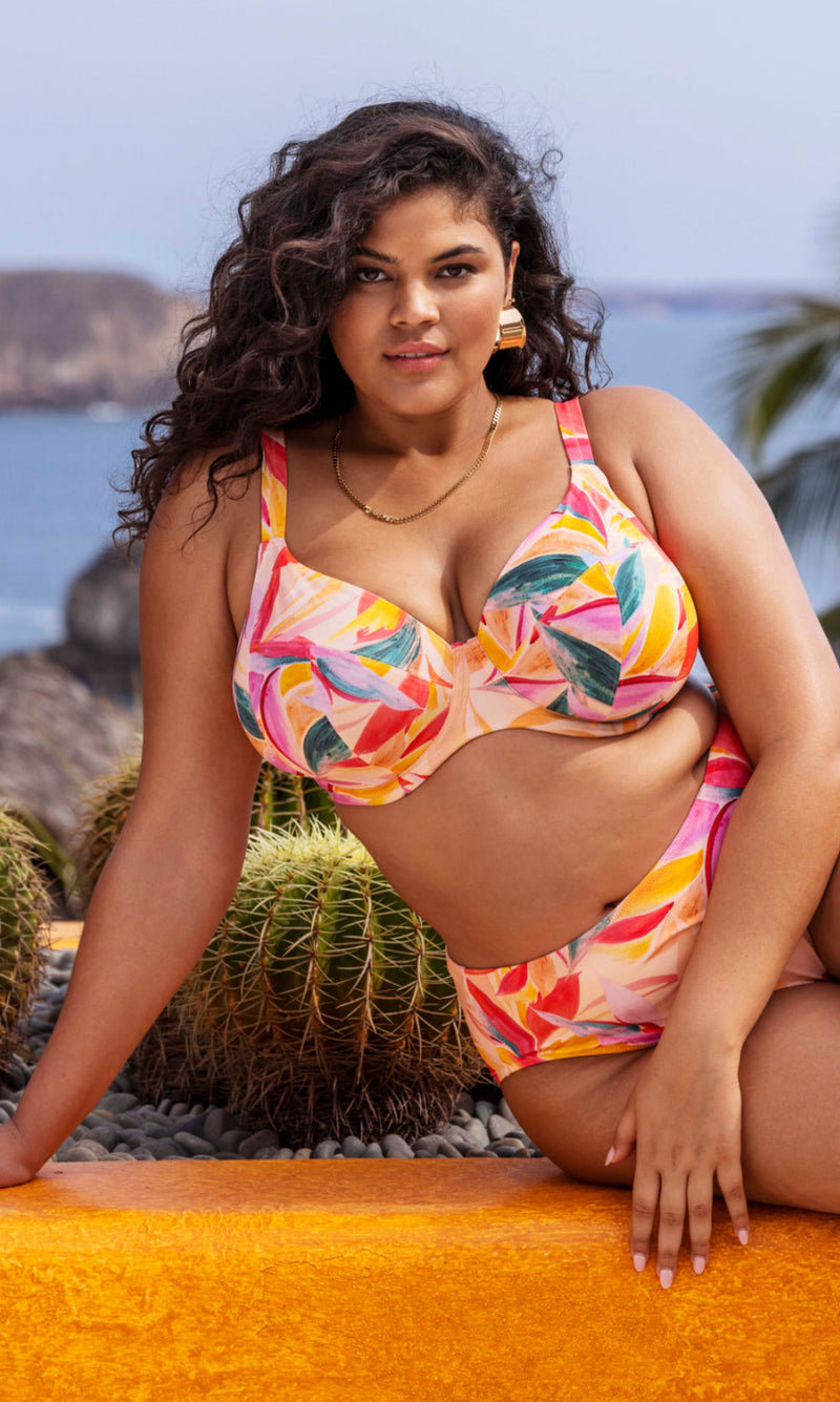 Sancho Beach Mango UW Plunge Bikini Top, Special Order E Cup to JJ Cup