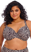 Fiji Falls Black UW Plunge Bikini Top, Special Order E Cup to JJ Cup