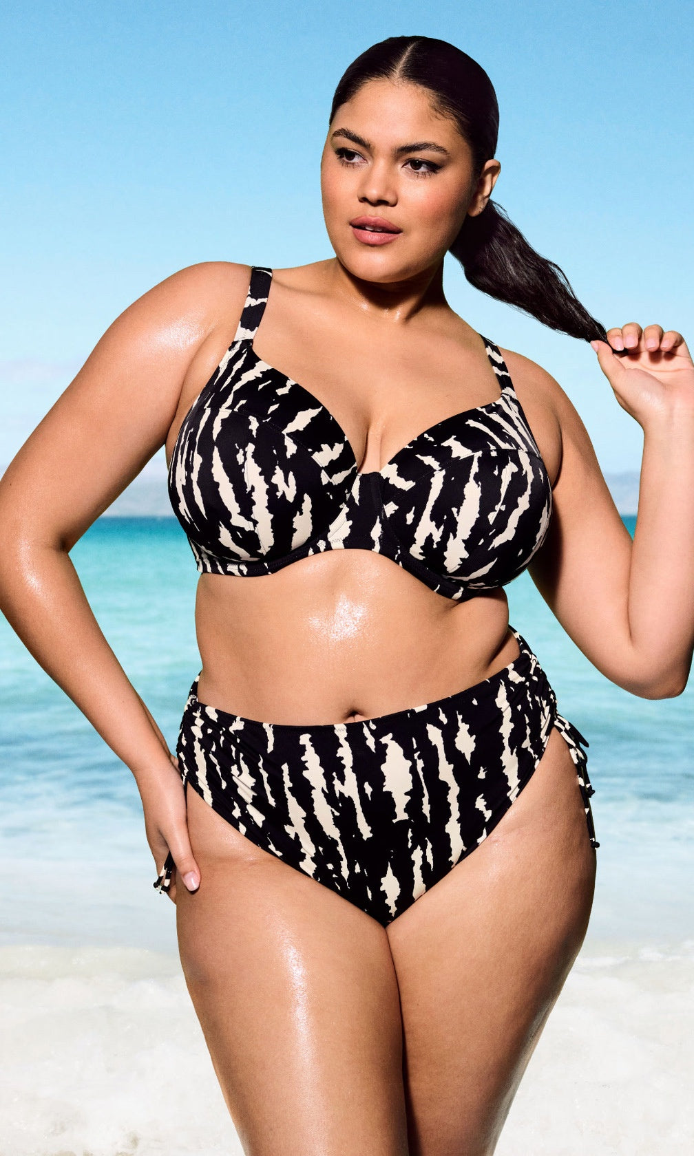 Echo Shell Black Uw Plunge Bikini Top, Special Order E Cup to JJ Cup