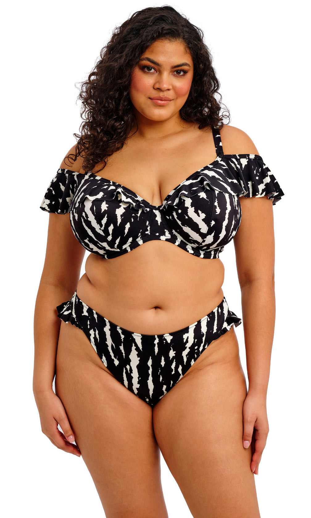 Echo Shell Black UW Plunge Bikini Top, Special Order DD Cup to HH Cup