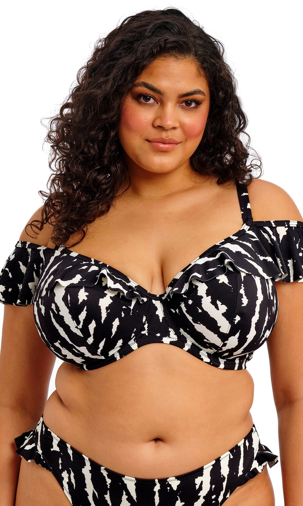 Echo Shell Black UW Plunge Bikini Top, Special Order DD Cup to HH Cup