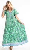 Cotton Dress Maxi Eloise Blue/Green