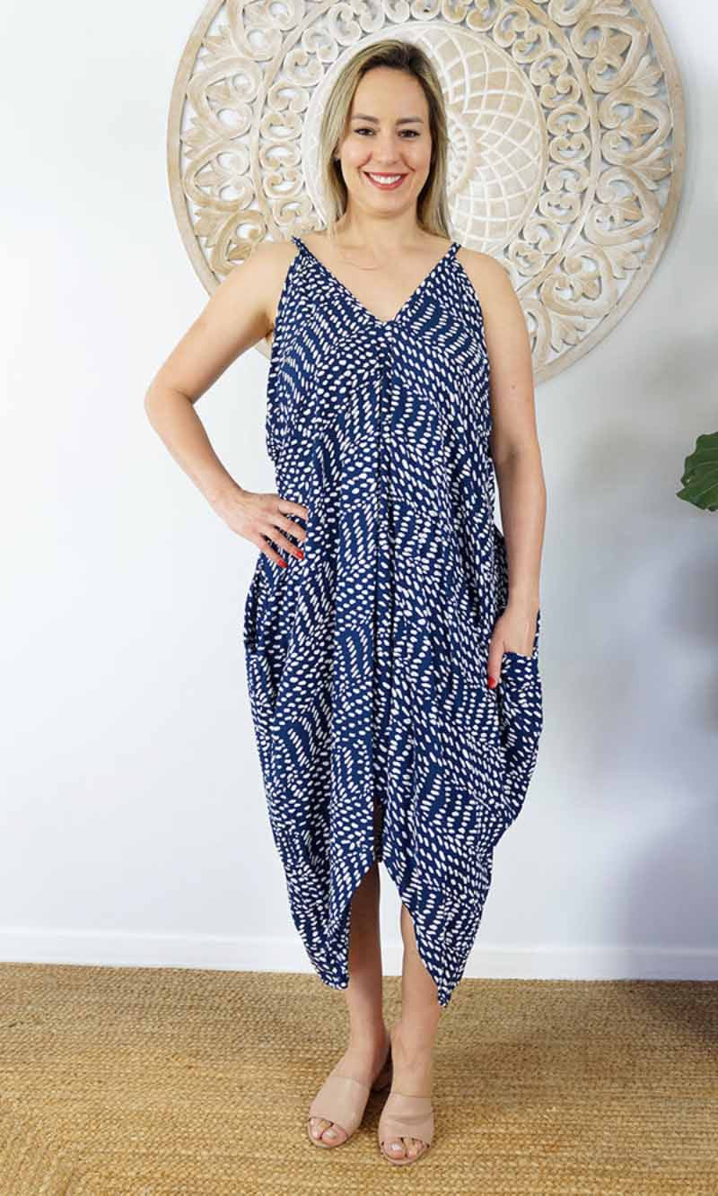 Rayon Dress Festival Jellybean Navy