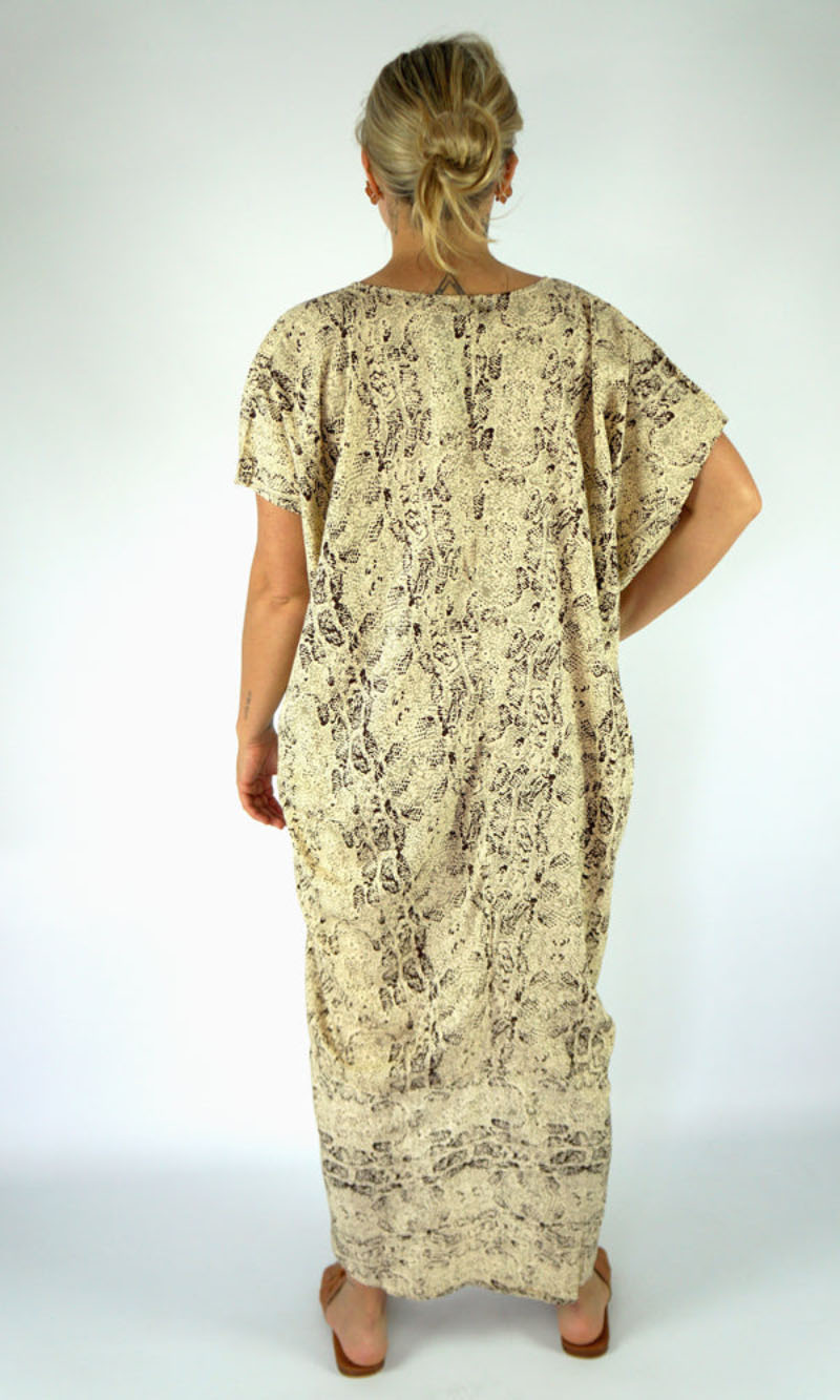 Rayon Kaftan Frilled Toga Cobra Taupe