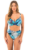 Kabini Oasis Aegean UW Gathered Full Cup Bikini Top, Special Order D Cup to J Cup.