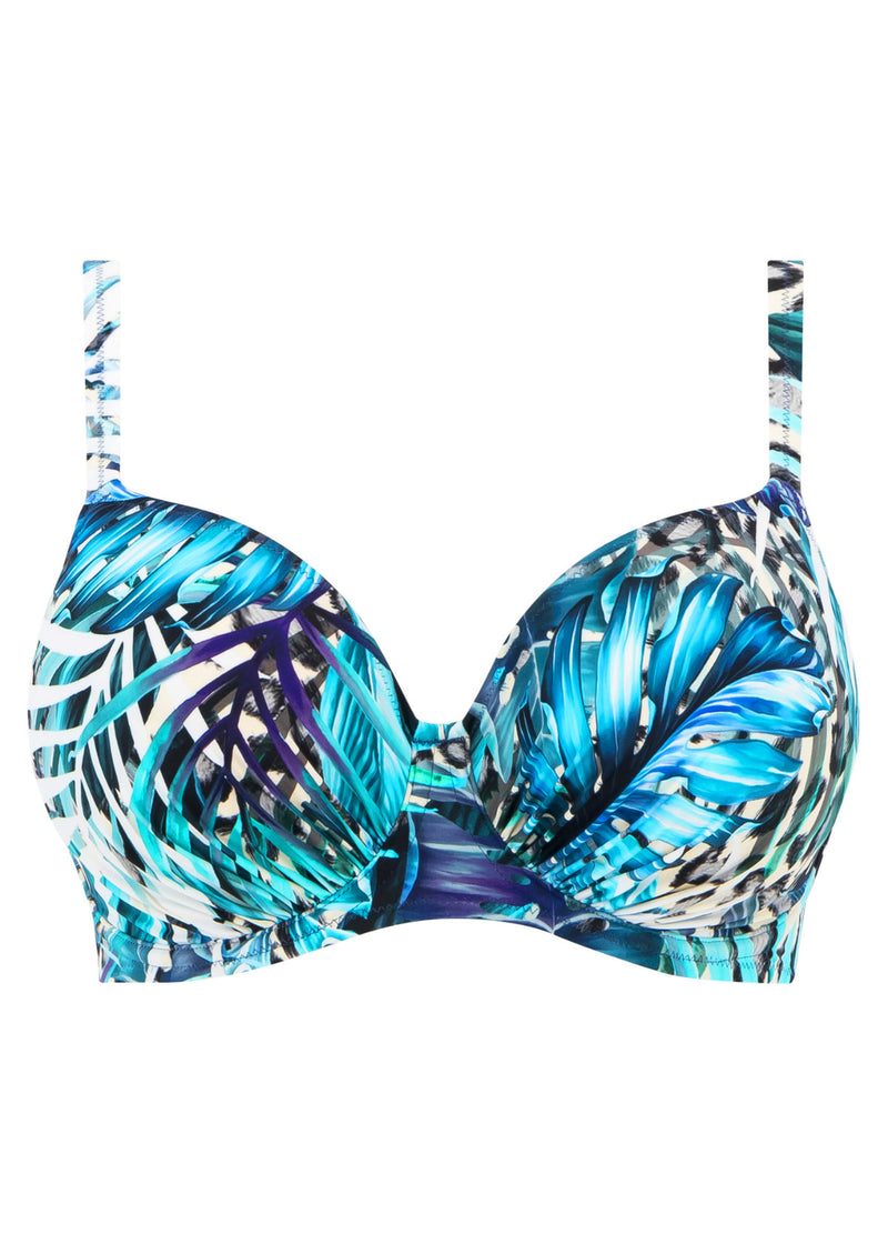 Kabini Oasis Aegean UW Gathered Full Cup Bikini Top, Special Order D Cup to J Cup.