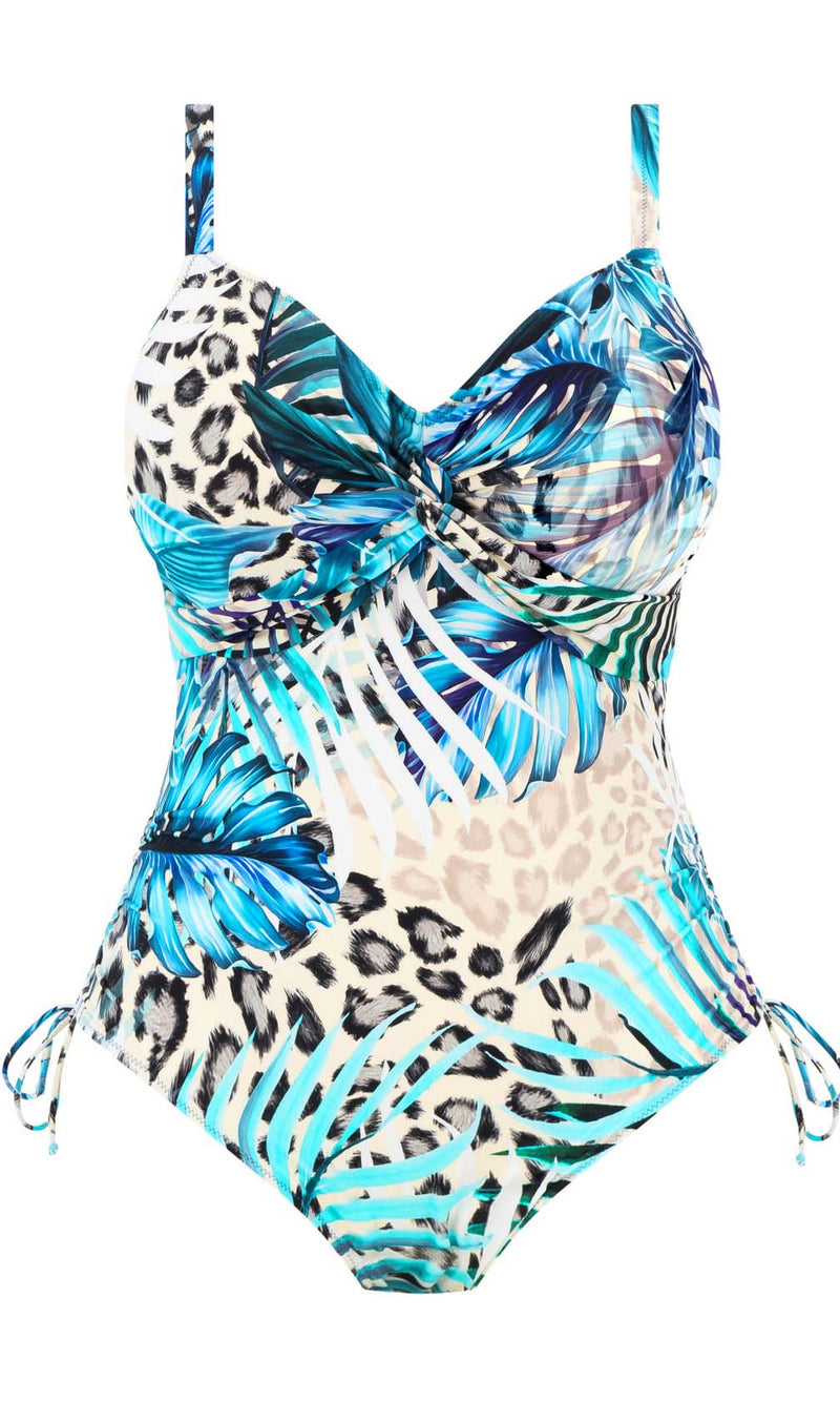 Kabini Oasis Aegean UW Twist Front Swimsuit With Adjustable Leg, Special Order D Cup to H Cup.
