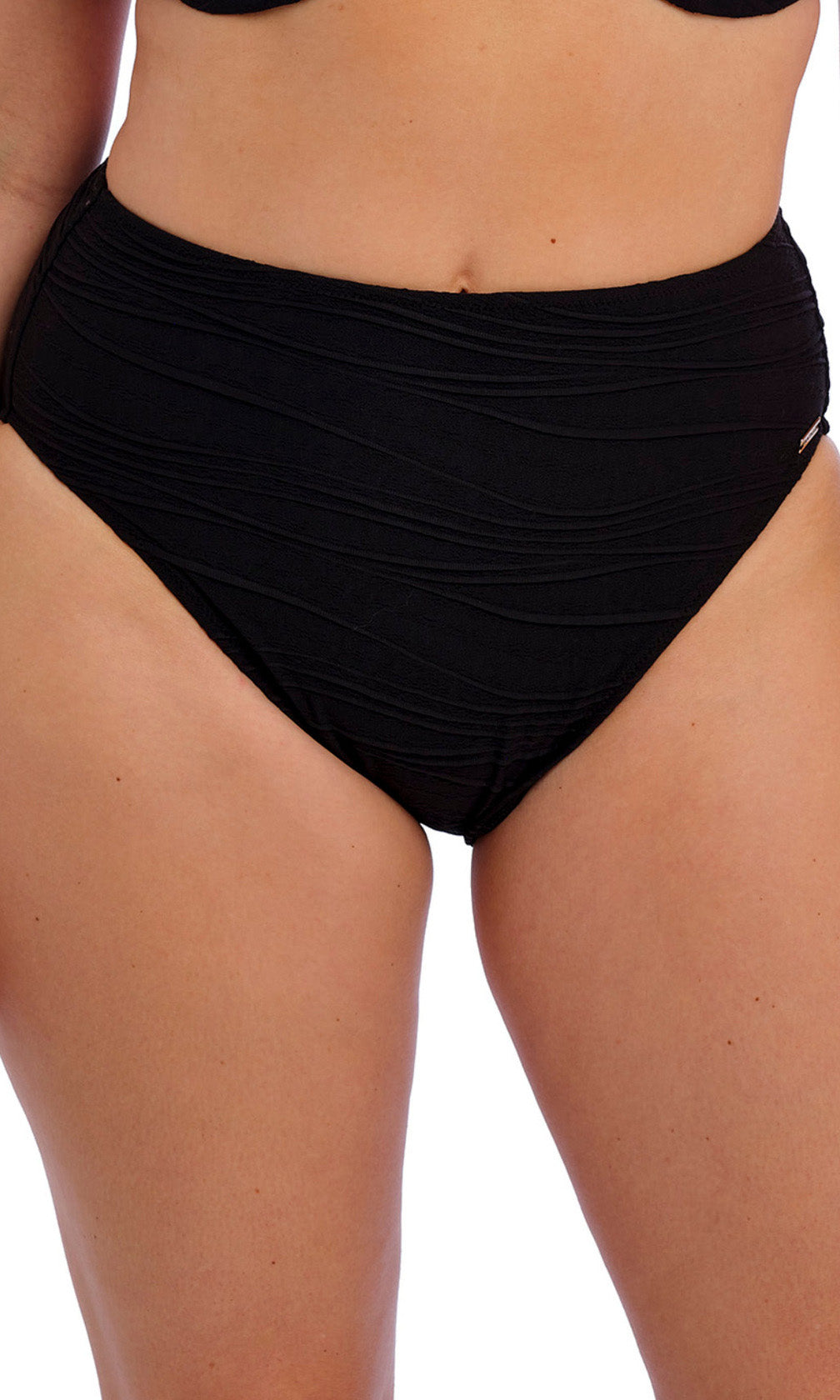 Beach Waves Black High Waist Bikini Brief, Special Order S - 2XL