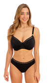 East Hampton Black UW Gathered Full Cup Bikini Top, Special Order D Cup to J Cup