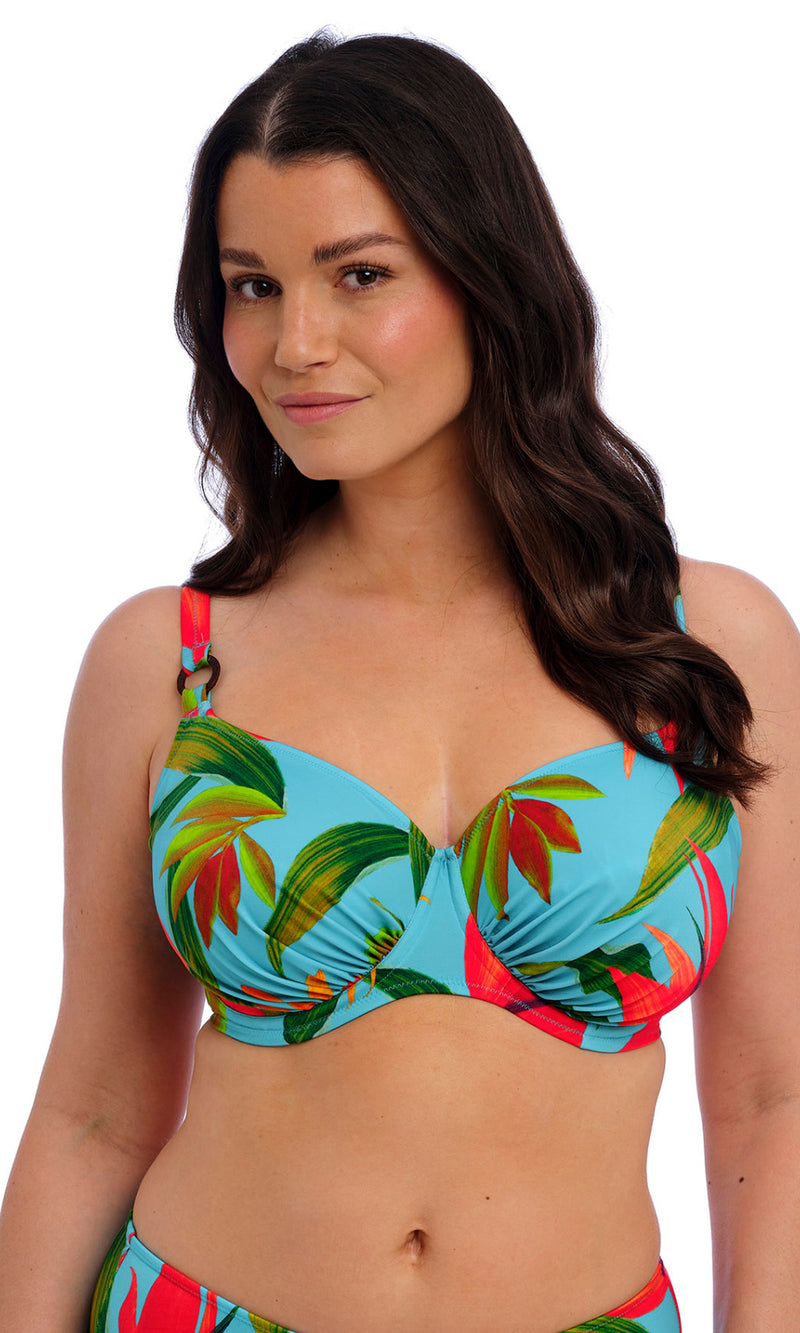 Pichola Aqua UW Gathered Full Cup Bikini Top, Special Order D Cup to J Cup