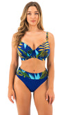 Pichola Tropical Blue UW Gathered Full Cup Bikini Top, Special Order D Cup to J Cup