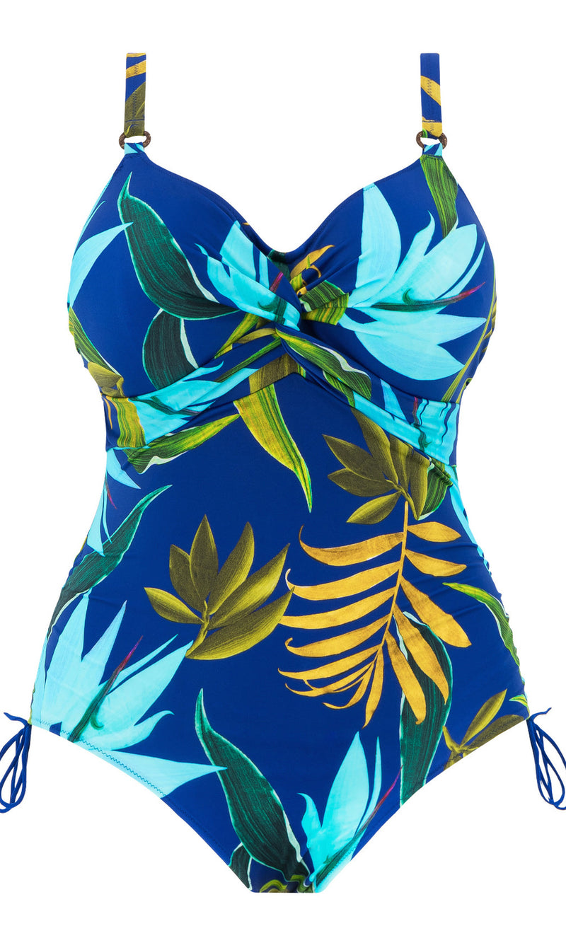 Pichola Tropical Blue UW Twist Front Swimsuit With Adjustable Leg, Special Order D Cup to H Cup
