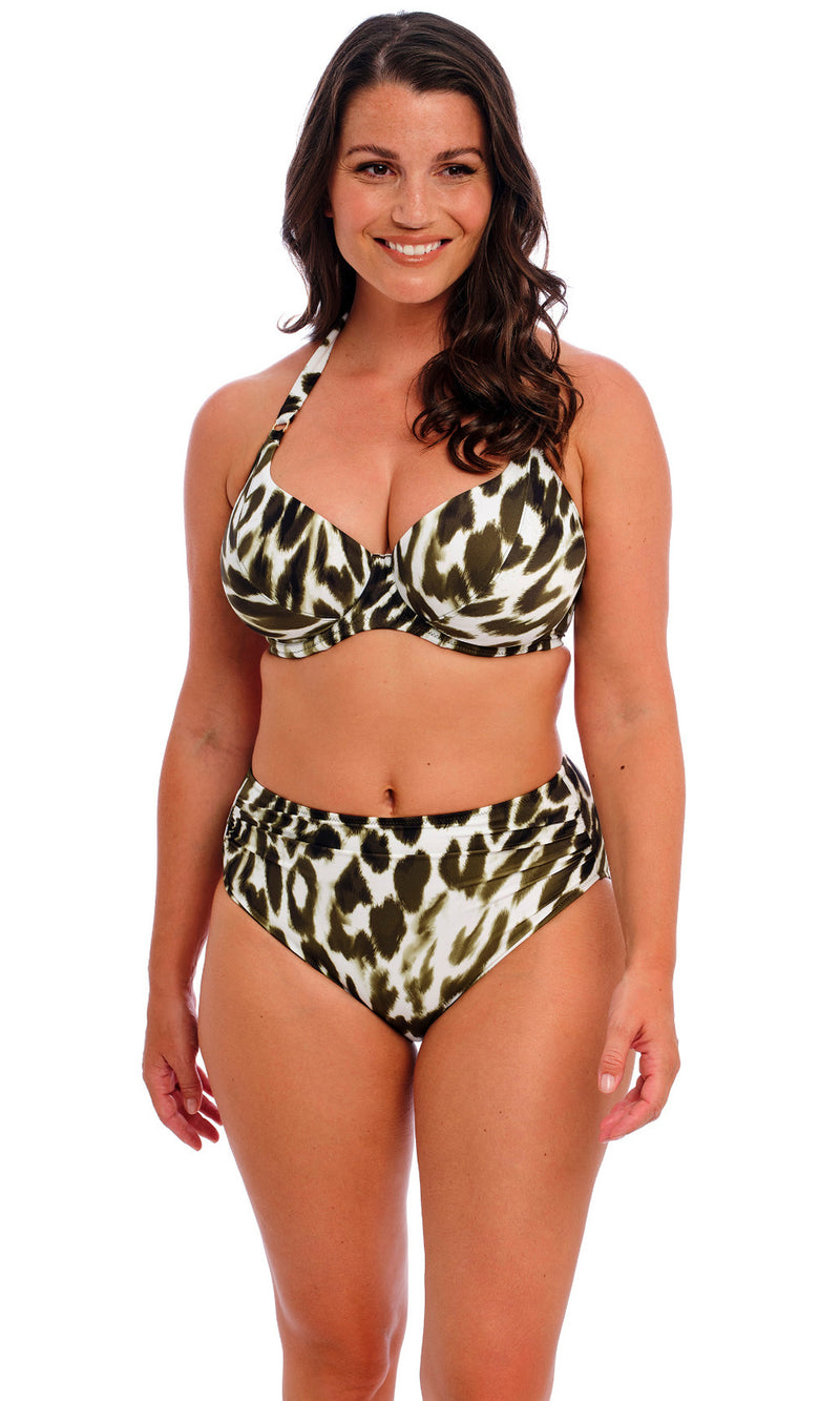 Cabo Verde Cactus UW Halter Bikini Top, Special Order D Cup to H Cup