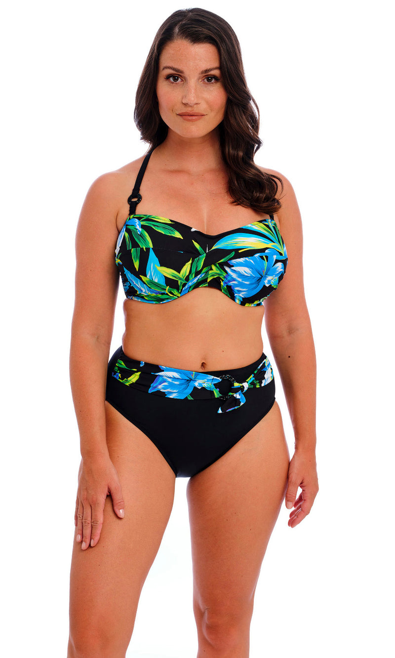 Talm Beach Black UW Twist Bandeau Bikini Top, Special Order D Cup to G Cup