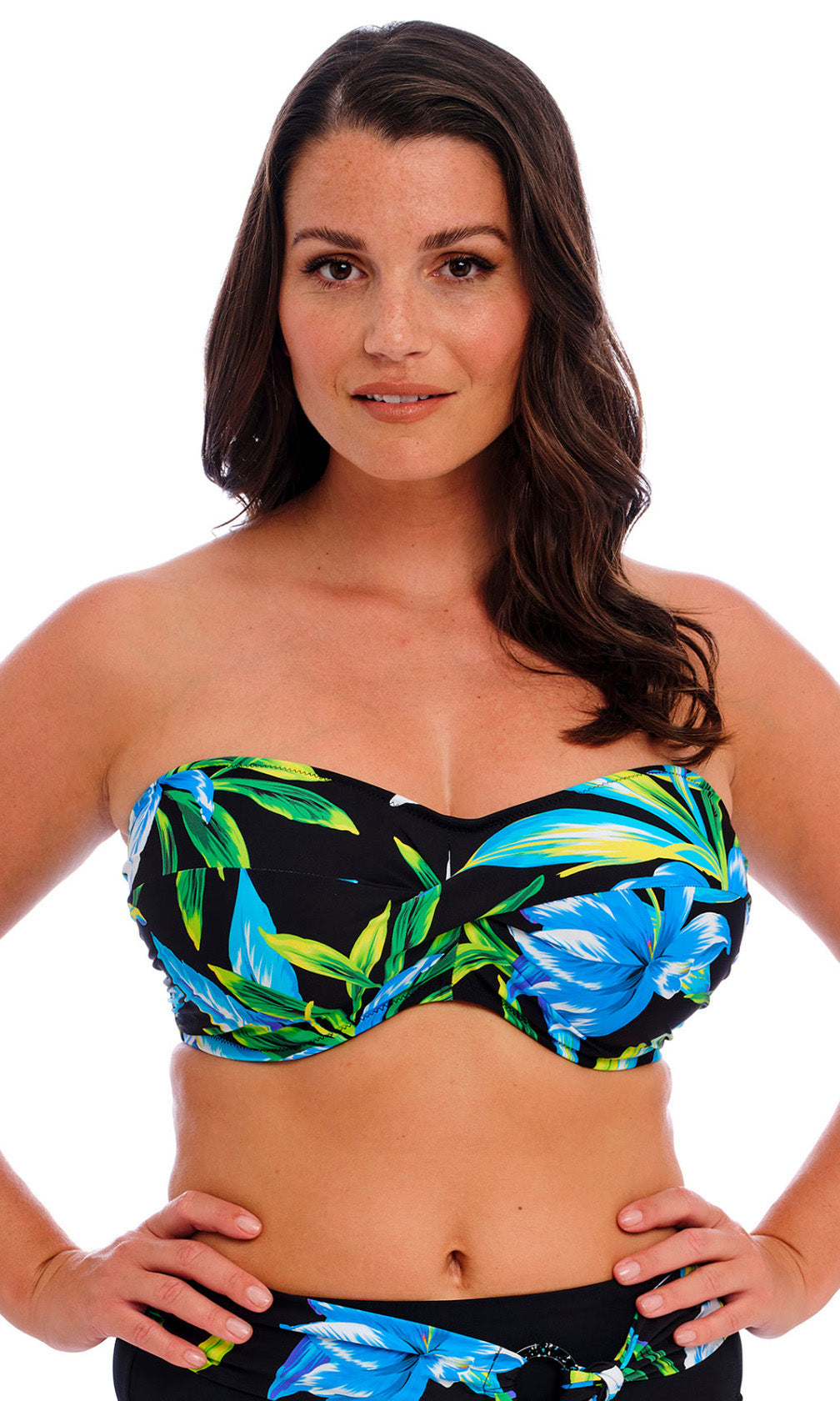 Talm Beach Black UW Twist Bandeau Bikini Top, Special Order D Cup to G Cup