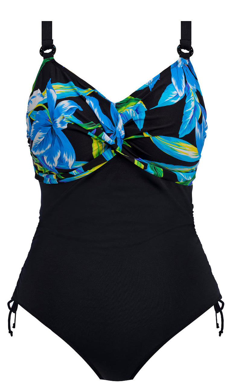 Talm Beach Black UW Twist Front Swimsuit With Adjustable Leg, Special Order D Cup to H Cup