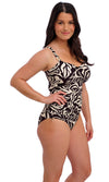 Aruba Nights Black & Cream UW Adjustable Side Tankini, Special Order D Cup to H Cup