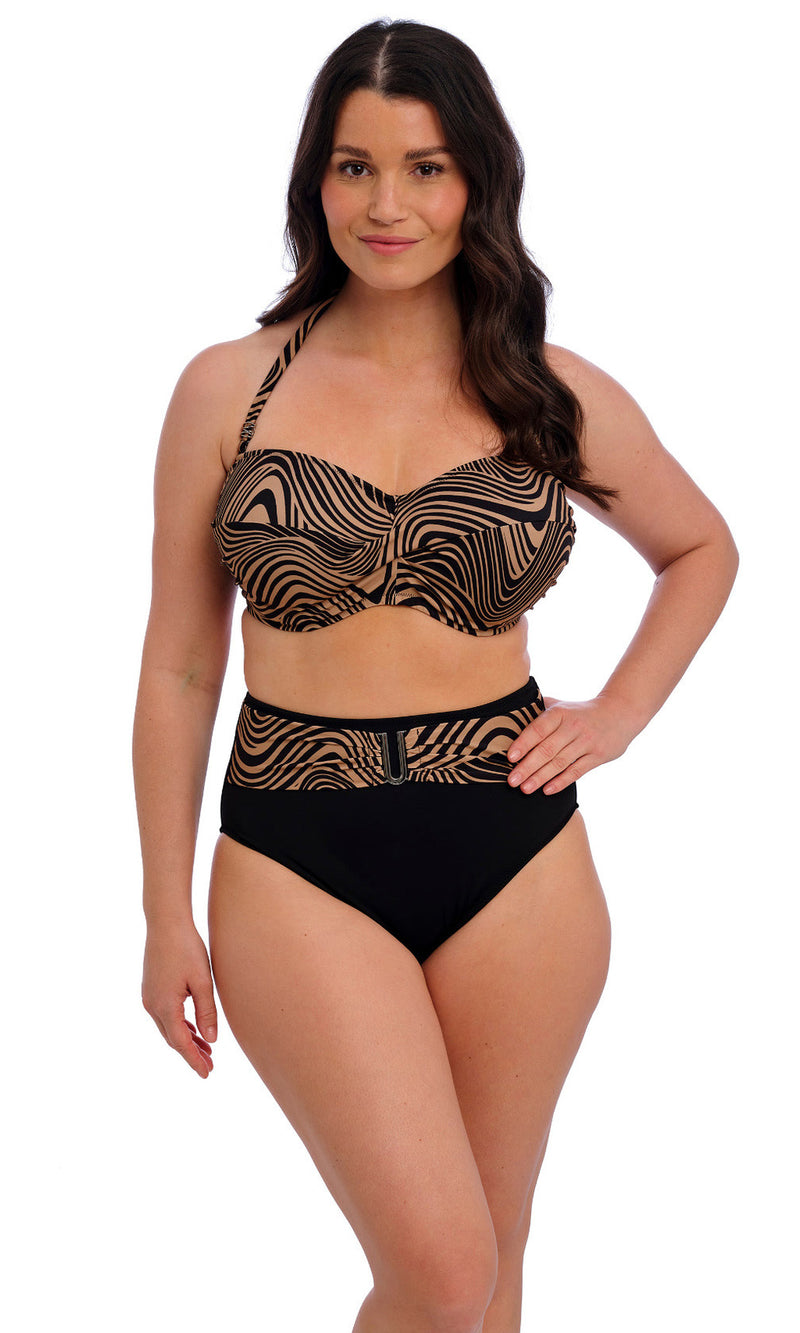 Pemba Island Mocha UW Twist Bandeau Bikini Top, Special Order D Cup to G Cup