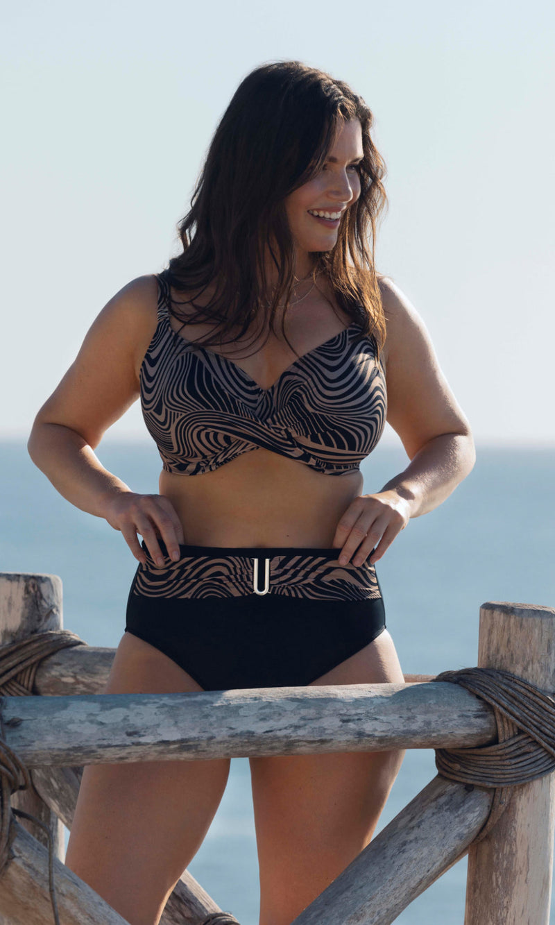 Pemba Island Mocha High Waist Bikini Brief, Special Order S - 2XL