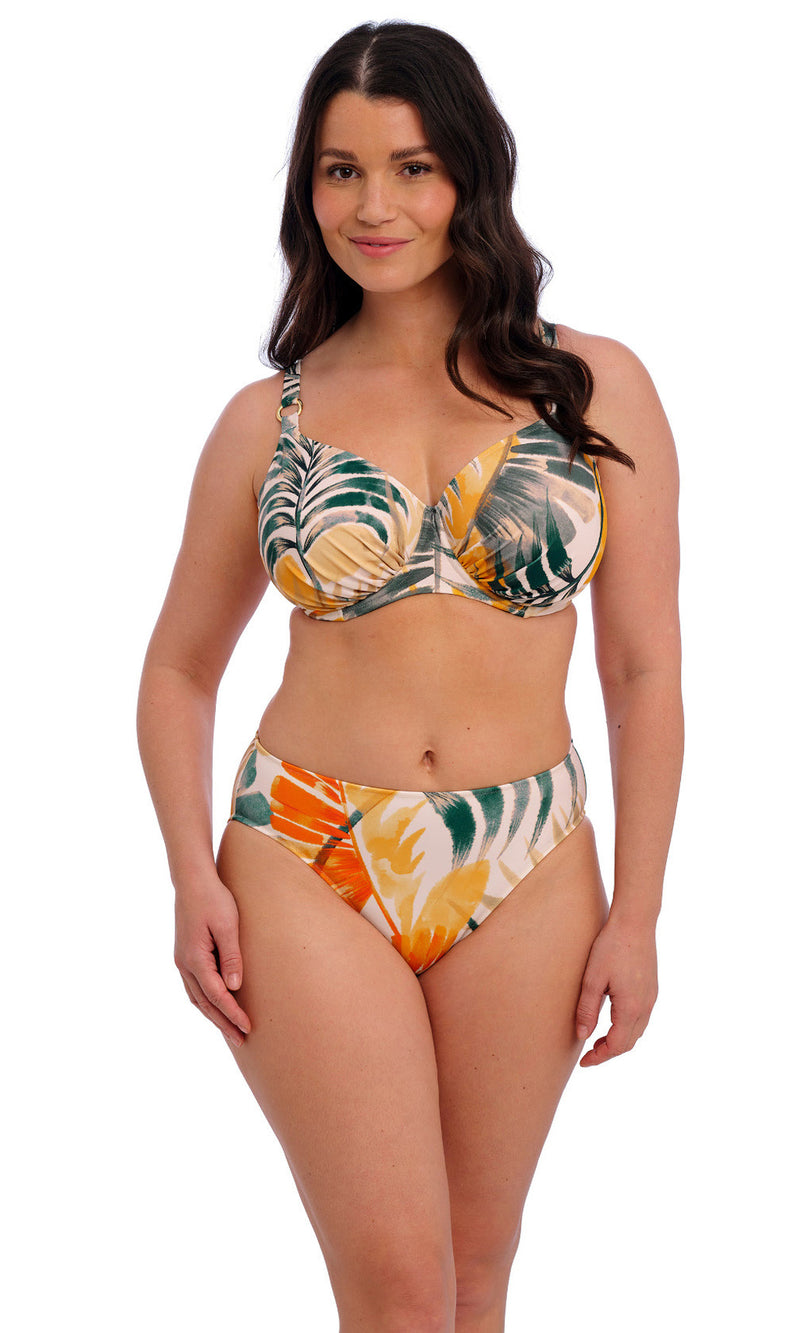 Maya Bay Warm Sunset UW Gathered Full Cup Bikini Top, Special Order D Cup to H Cup