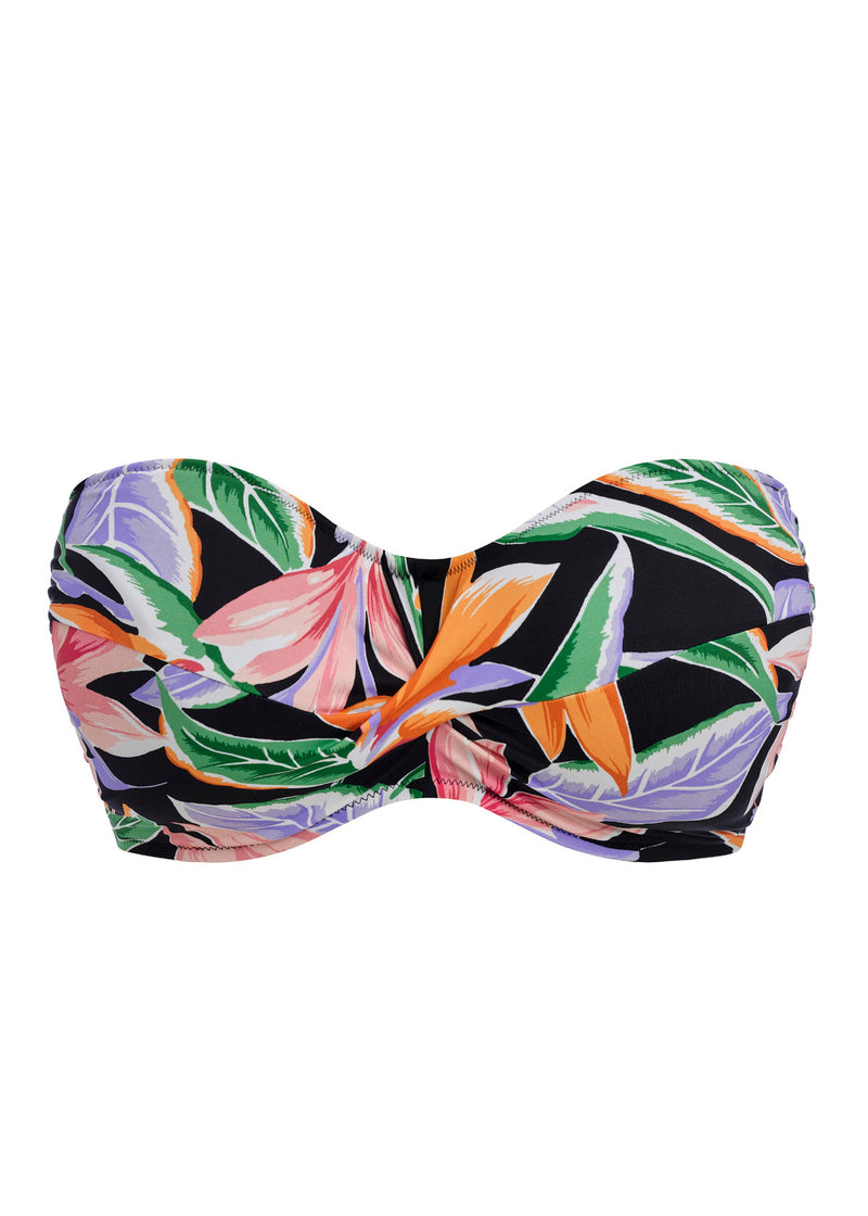 Mykonos Cove Black UW Twist Bandeau Bikini Top, Special Order D Cup to G Cup
