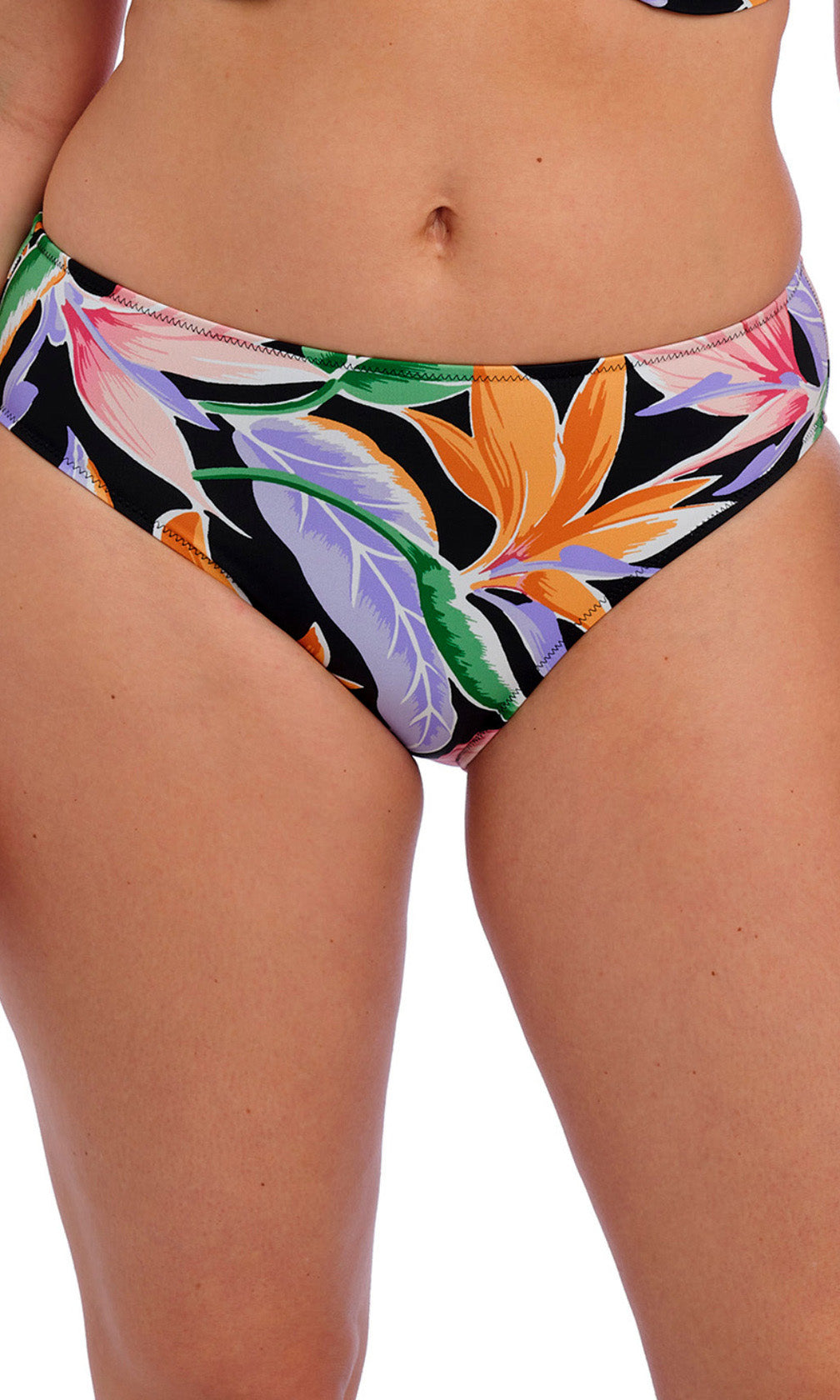 Mykonos Cove Black Mid Rise Bikini Brief, Special Order XS - 2XL