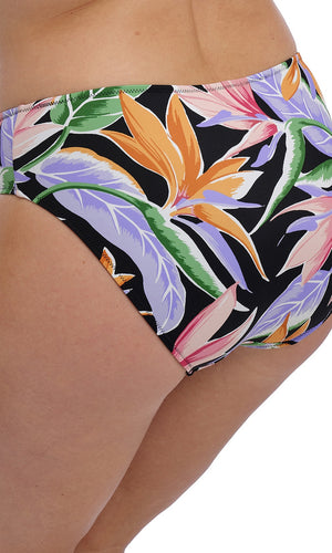 Mykonos Cove Black Mid Rise Bikini Brief, Special Order XS - 2XL