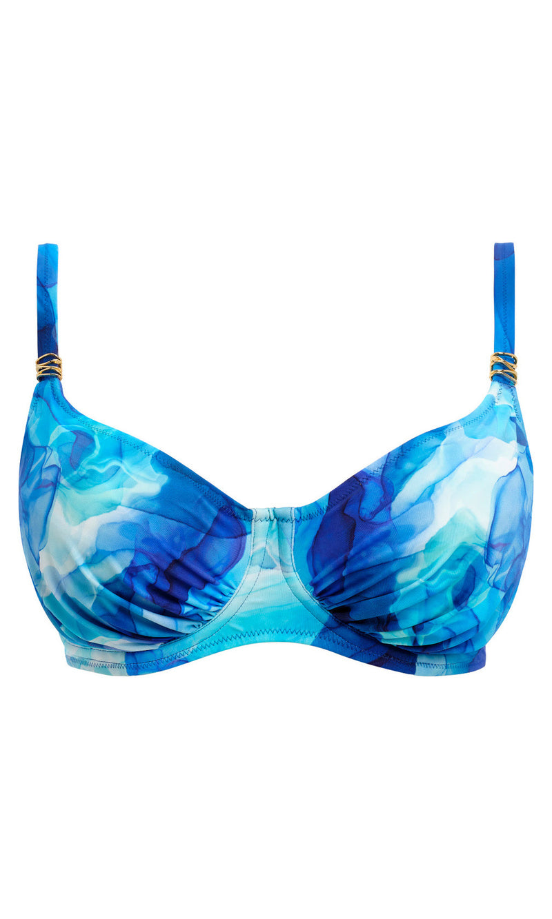Saunton Sands Dazzling Blue UW Gathered Full Cup Bikini Top