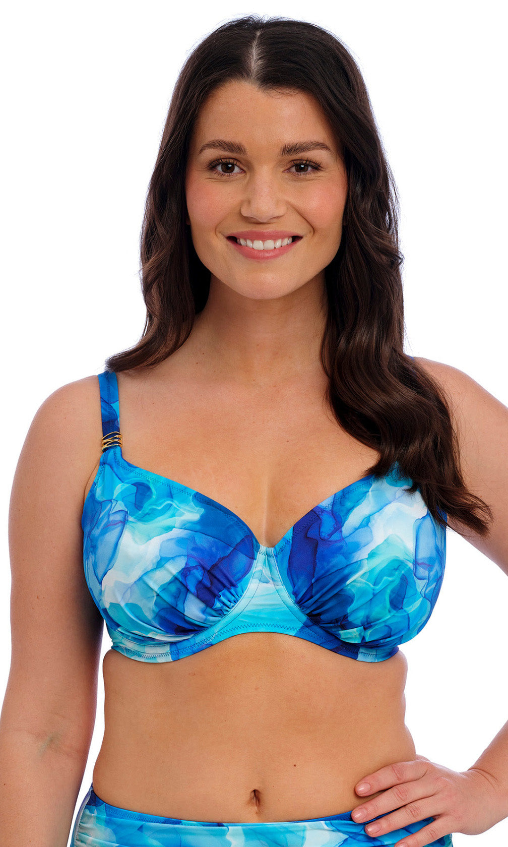 Saunton Sands Dazzling Blue UW Gathered Full Cup Bikini Top