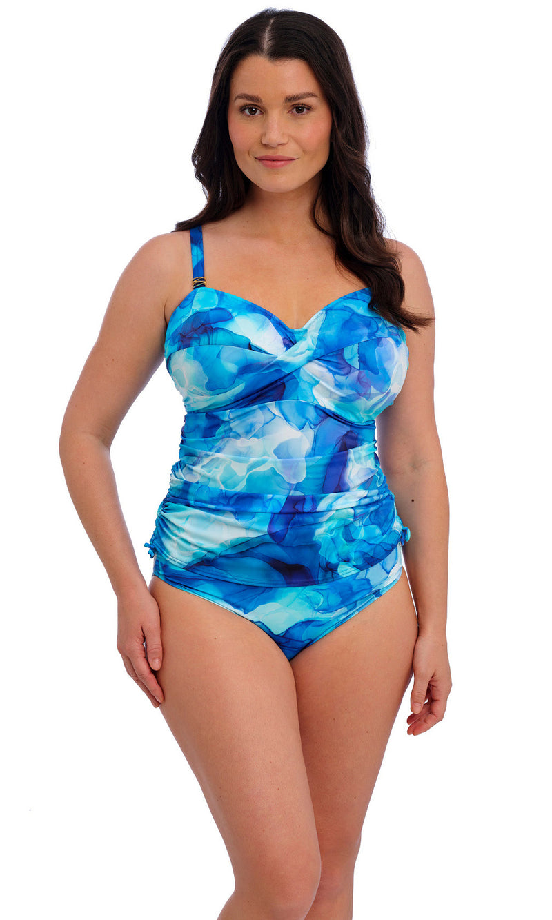 Saunton Sands Dazzling Blue UW Twist Front Tankini, Special Order D Cup to H Cup