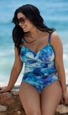 Saunton Sands Dazzling Blue UW Twist Front Tankini, Special Order D Cup to H Cup